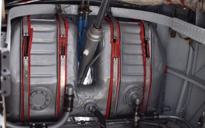 Oil tanks now fitted and plumbed. This photo shows an oil tank inside the left wheel well. Nov 2016. Oil tanks now fitted and plumbed. This photo shows an oil tank inside the left wheel well. Nov 2016.