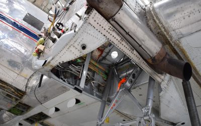 View up inside the left wheel well. Preparation of the wheel wells for oil tank installation is nearly complete. The wheel wells have been cleaned of all debris, painted and inspected. Oct 2016. View up inside the left wheel well. Preparation of the wheel wells for oil tank installation is nearly complete. The wheel wells have been cleaned of all debris, painted and inspected. Oct 2016.