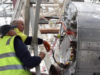 Pete & John inspecting the engine firewall. Oct 2016.