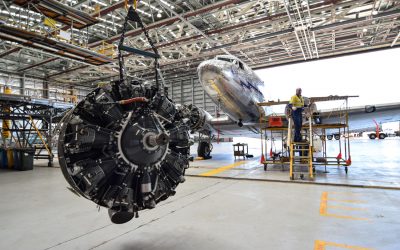 Left engine suspended by the crane, ready to be brought in for in for installation. Feb 2017. Left engine suspended by the crane, ready to be brought in for in for installation. Feb 2017.