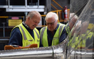 Henry and John inspecting their work on the elevator fairing, Oct 2016. Henry and John inspecting their work on the elevator fairing, Oct 2016.