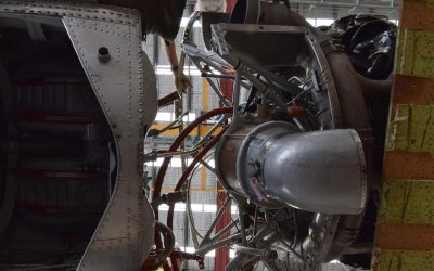 View from below. The large pipe coming off the engine to the right is the oil cooler air intake. This keeps the oil at the right temperature whilst the aircraft is running. Feb 2017. View from below. The large pipe coming off the engine to the right is the oil cooler air intake. This keeps the oil at the right temperature whilst the aircraft is running. Feb 2017.