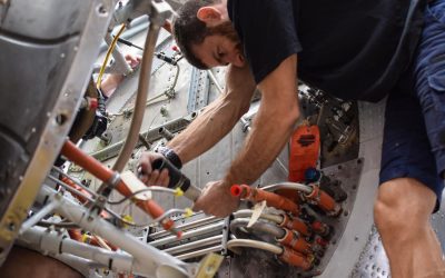 Steve applying some force to get the oil return into position. Feb 2017. Steve applying some force to get the oil return into position. Feb 2017.